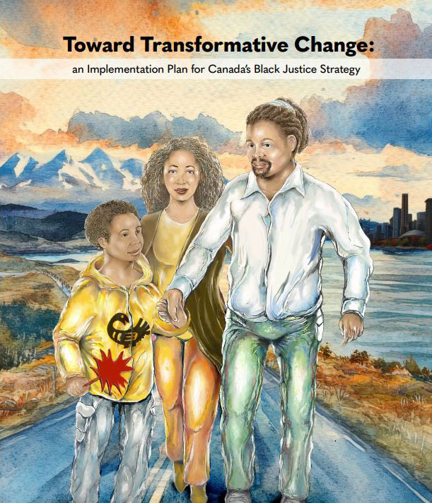 Toward Transformative Change report cover, featuring Robert Small’s painting of a Black family walking together.