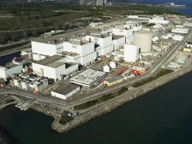 Aerial view of Darlington Nuclear Generating Station, from the supplied document.